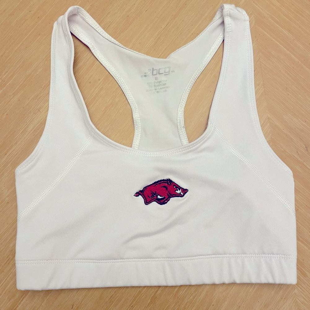 White Arkansas Razorbacks Sports Bra